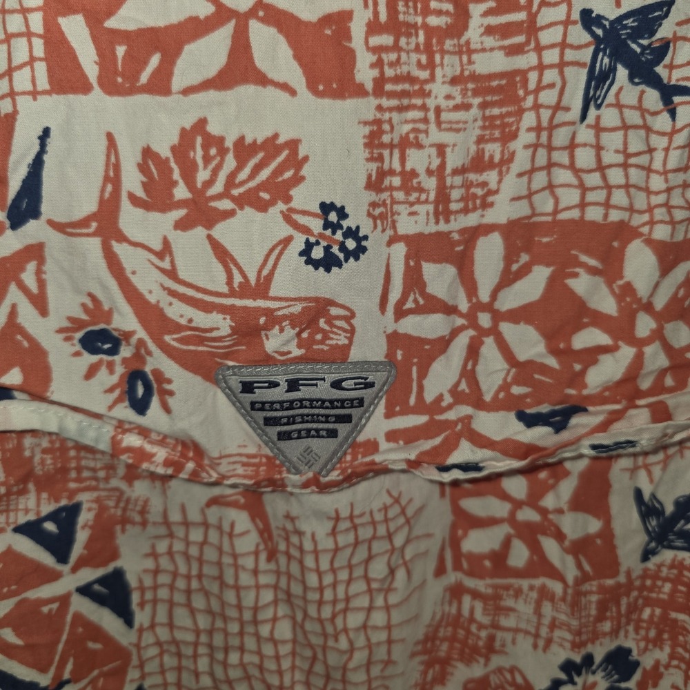 Columbia PFG Shirt Mens Large Red Button Up Fish Hike Vented Flying Fish - Picture 5 of 10